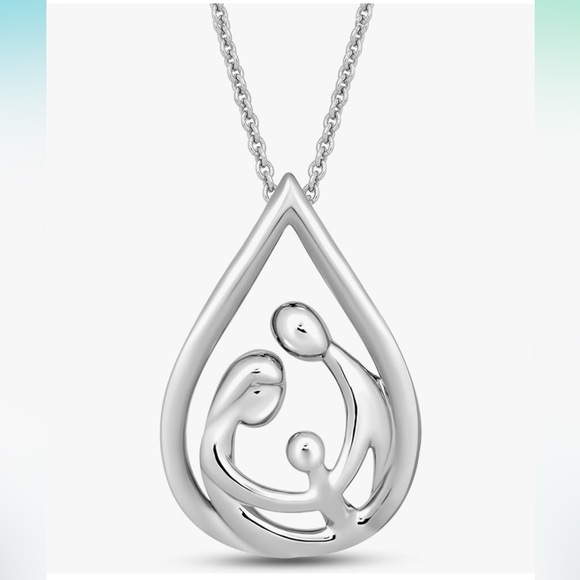 Jewelili Parent and Child Family Necklace Pendant with 18" Cable Chain - Picture 1 of 7